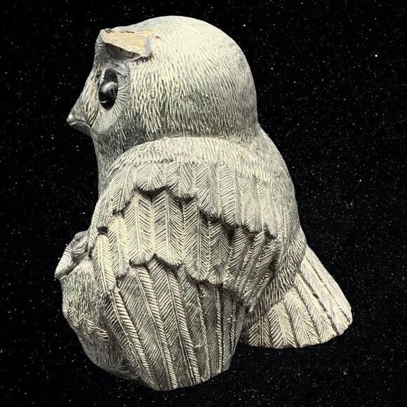 A Wolf Original Handmade Soapstone Baby Owl Family On Tree Sculpture 4.5”T 5”W - Picture 3 of 5